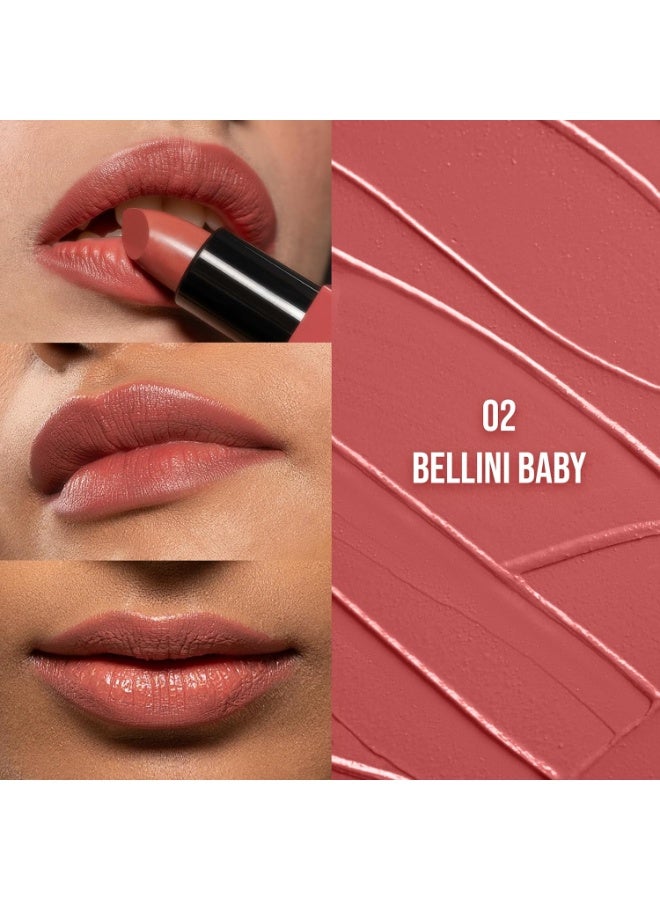 Staze 9to9 Crème De La Matte Lipstick | Intense Color Payoff | Weightless Silky Formula | Smudgeproof & Transferproof | 12 Hrs Stay | Non-Drying Pigmented Lightweight | 02 Bellini Baby | 4.2 g - Image 3